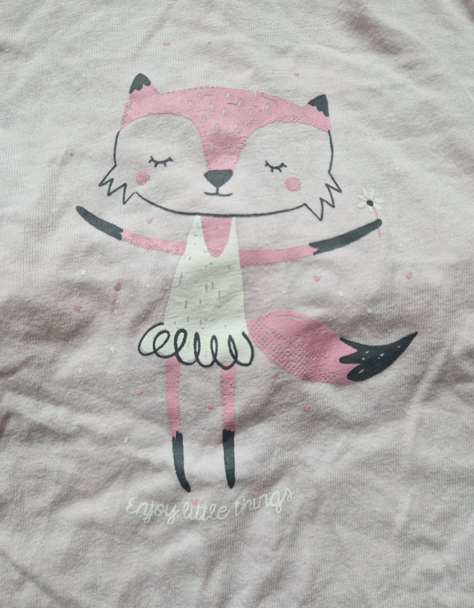 🦊 Pijama de verano para bebé niña TEX – motivo zorro – rosa – talla 3 meses – estado correcto (manchado) – photo 2